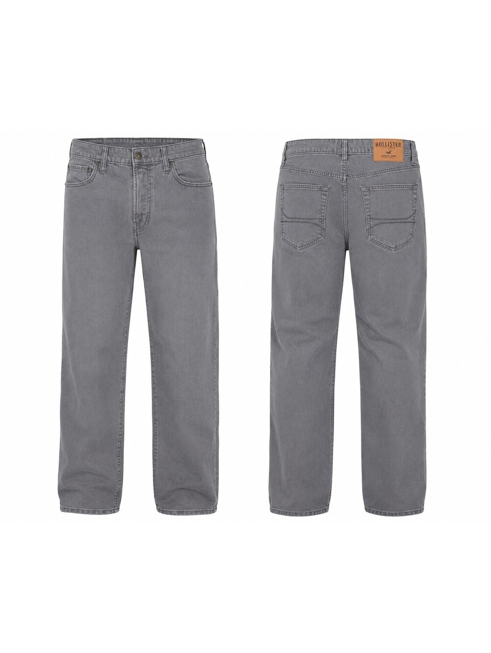 Hollister Jeans Mens Slim Straight Size 33x32 Grey Gray Wash Clean